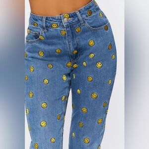 Forever 21 Happy Face Distressed Jeans. Size 28 US. (New condition with tags).